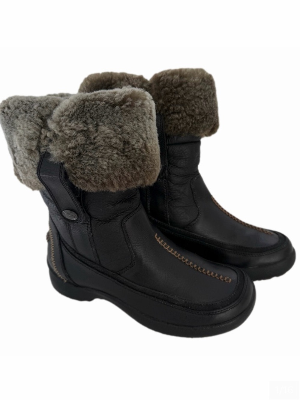 Blondo Canada Aqua Protect Sz 7 Black Leather Shearling Lined Winter Snow Boots